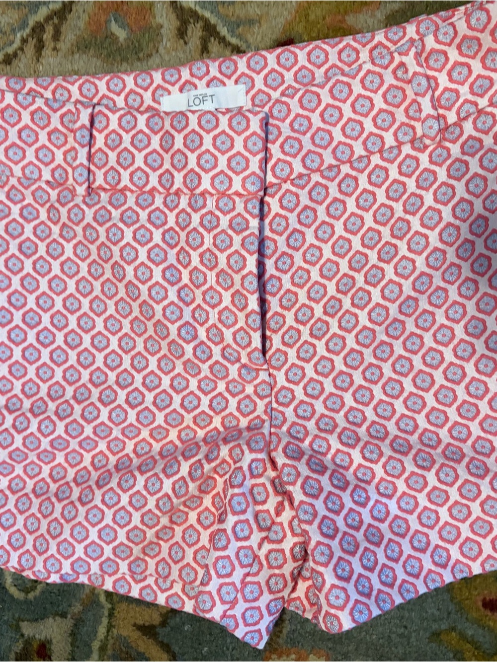 LOFT Coral and White Geo-Print Women's Shorts